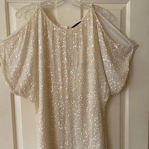 Ivory sequined party dress, Aidan Mattox, size 10
